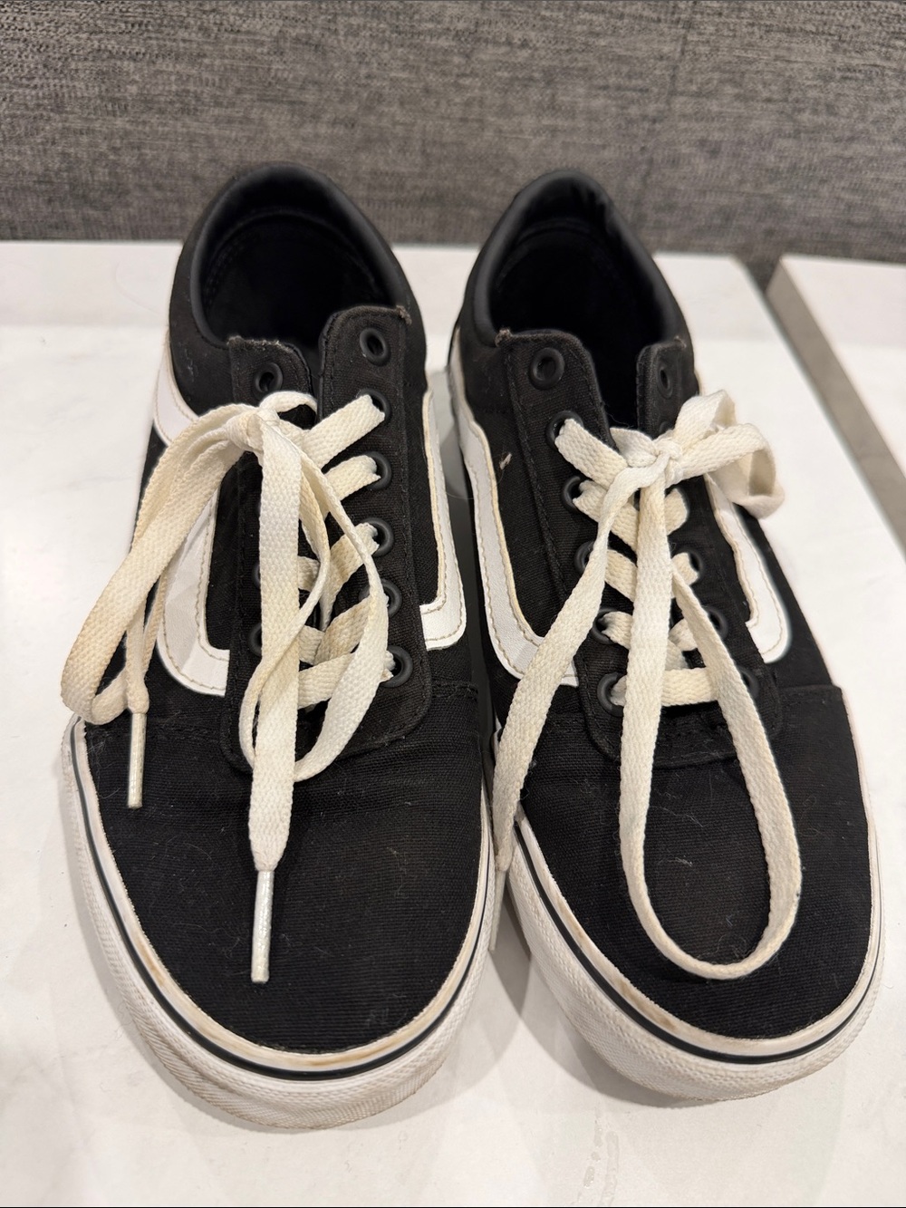Women’s Black and White Canvas Skate Sneakers - Classic Stripe